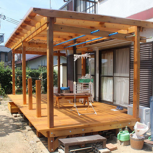 ウエスタンレッドシダー デッキ材 2x6 施工写真